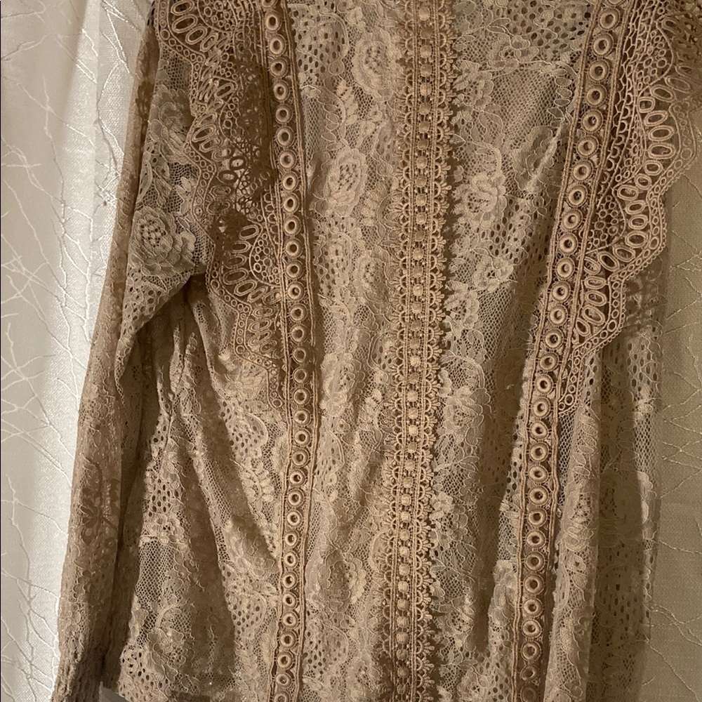 Cream Embellished Lace Blouse